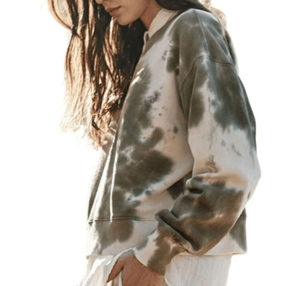 NEW! Velvet by Graham & Spencer True Sweatshirt Green Tie Dye Boxy Oversized XS